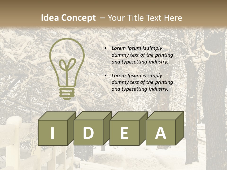 A Snowy Path With Trees And A Fence PowerPoint Template