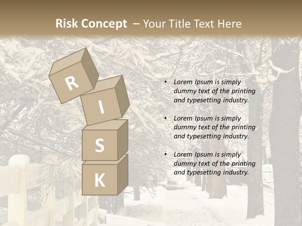 A Snowy Path With Trees And A Fence PowerPoint Template