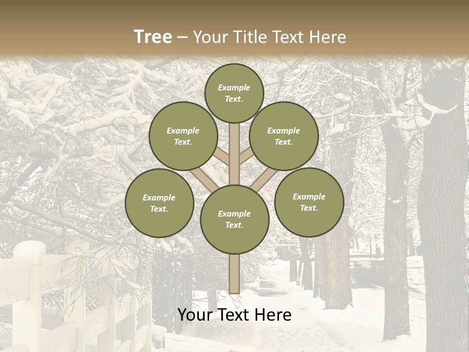 A Snowy Path With Trees And A Fence PowerPoint Template