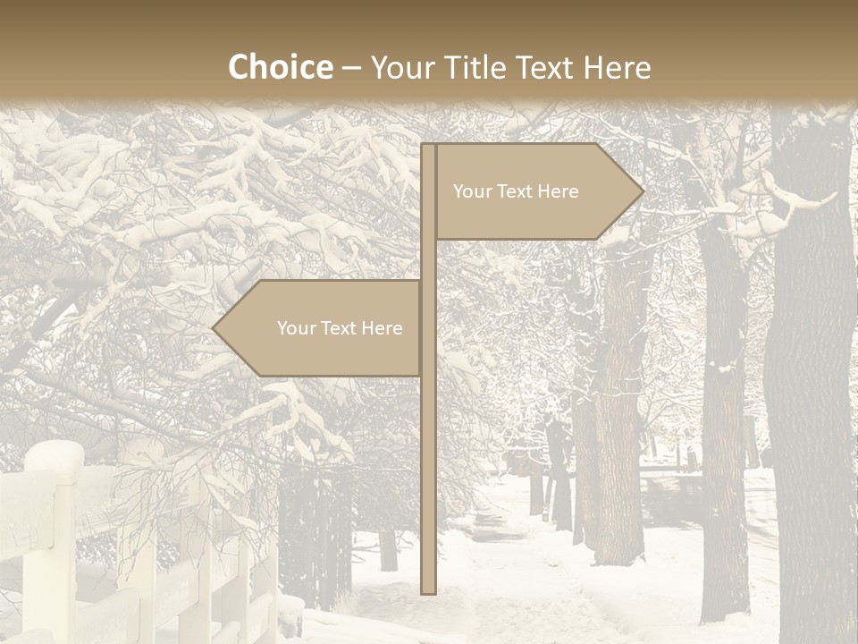A Snowy Path With Trees And A Fence PowerPoint Template