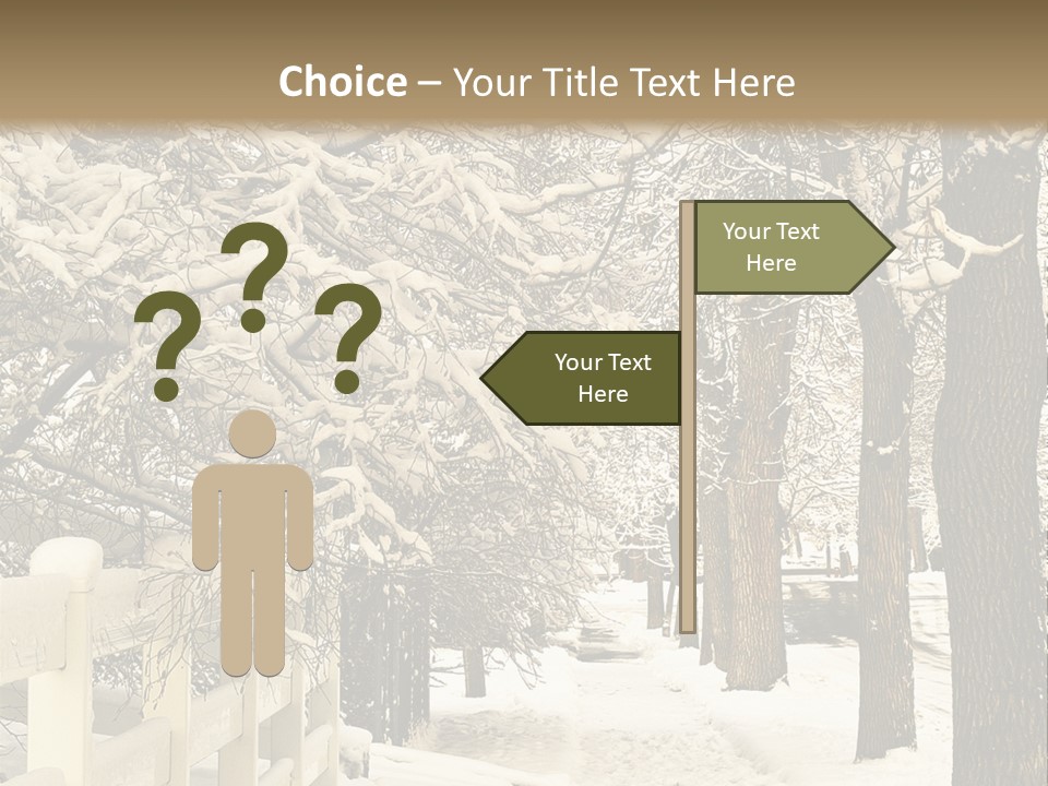 A Snowy Path With Trees And A Fence PowerPoint Template