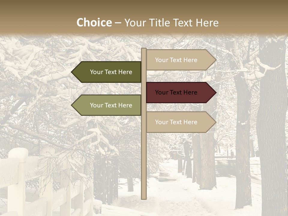 A Snowy Path With Trees And A Fence PowerPoint Template