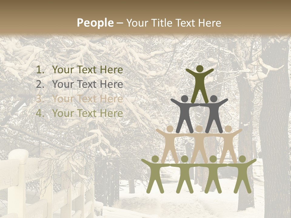 A Snowy Path With Trees And A Fence PowerPoint Template