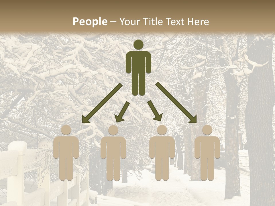 A Snowy Path With Trees And A Fence PowerPoint Template