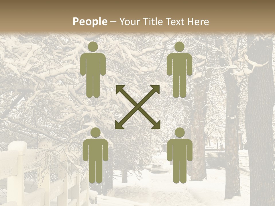 A Snowy Path With Trees And A Fence PowerPoint Template