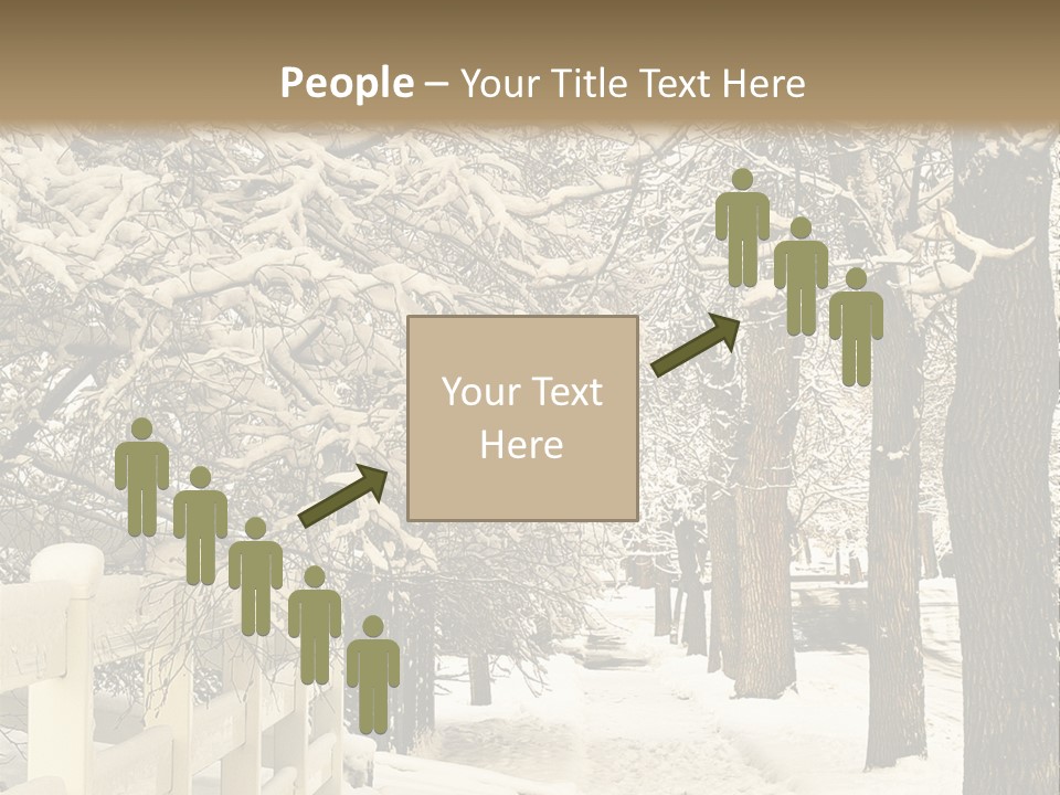 A Snowy Path With Trees And A Fence PowerPoint Template