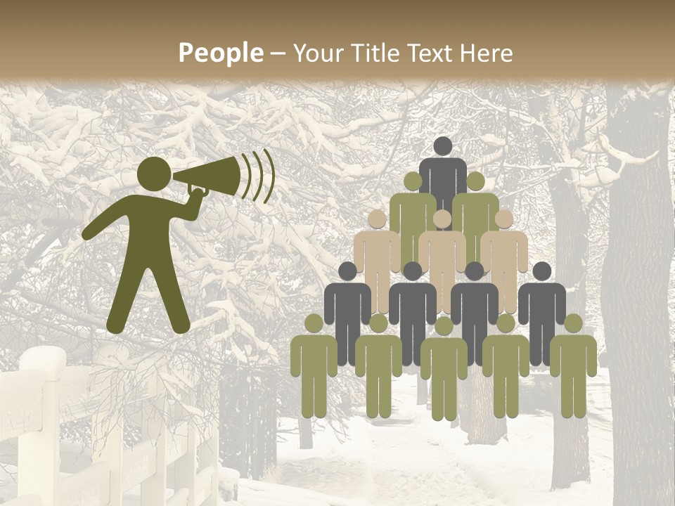 A Snowy Path With Trees And A Fence PowerPoint Template