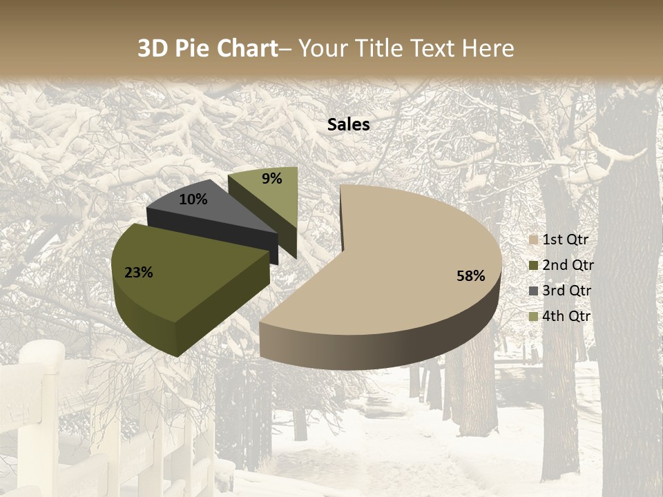 A Snowy Path With Trees And A Fence PowerPoint Template