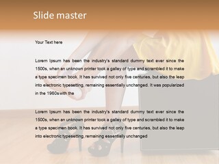 A Woman Sitting On Top Of A Black Suitcase PowerPoint Template