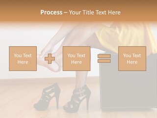 A Woman Sitting On Top Of A Black Suitcase PowerPoint Template
