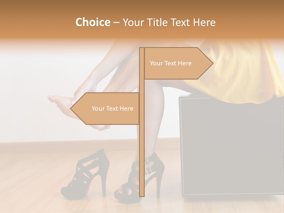 A Woman Sitting On Top Of A Black Suitcase PowerPoint Template