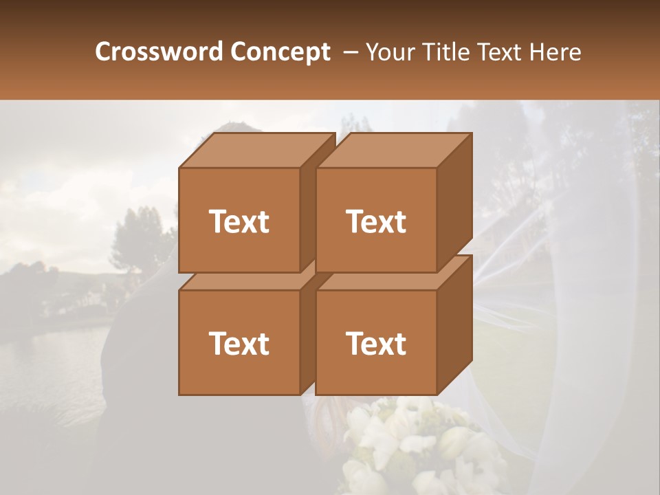 A Bride And Groom Kissing In Front Of A Lake PowerPoint Template