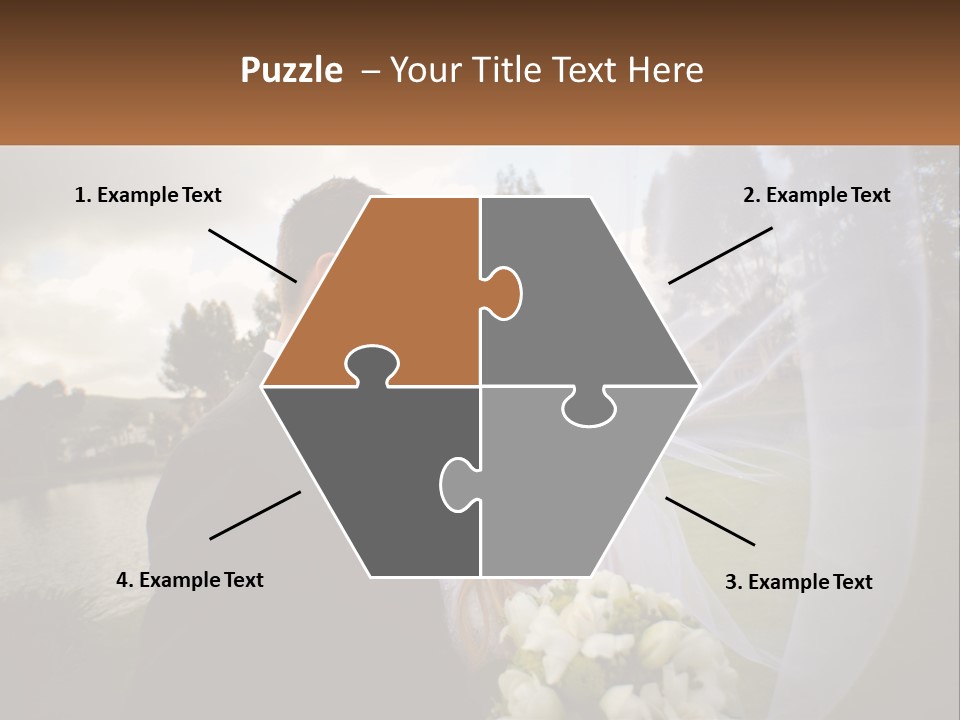 A Bride And Groom Kissing In Front Of A Lake PowerPoint Template