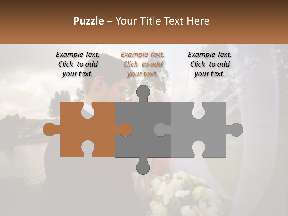 A Bride And Groom Kissing In Front Of A Lake PowerPoint Template