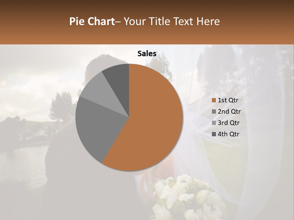 A Bride And Groom Kissing In Front Of A Lake PowerPoint Template