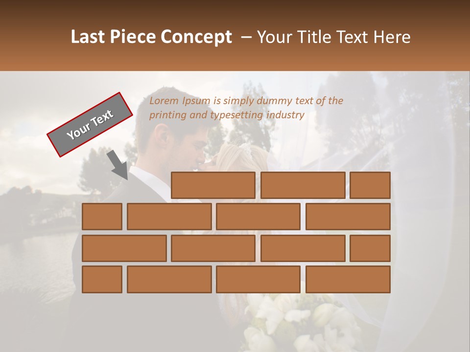 A Bride And Groom Kissing In Front Of A Lake PowerPoint Template