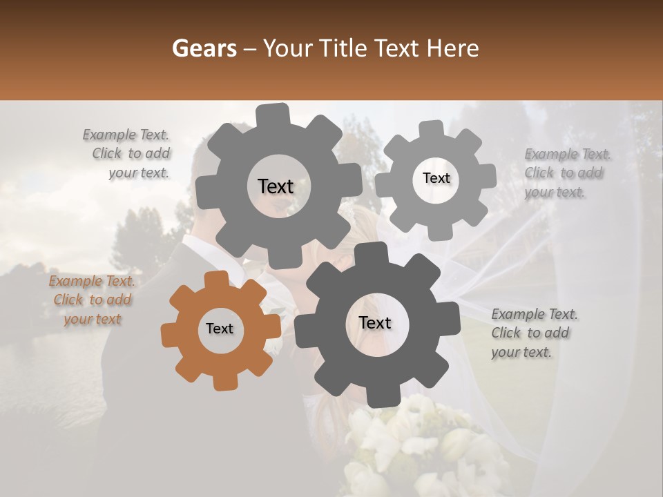 A Bride And Groom Kissing In Front Of A Lake PowerPoint Template