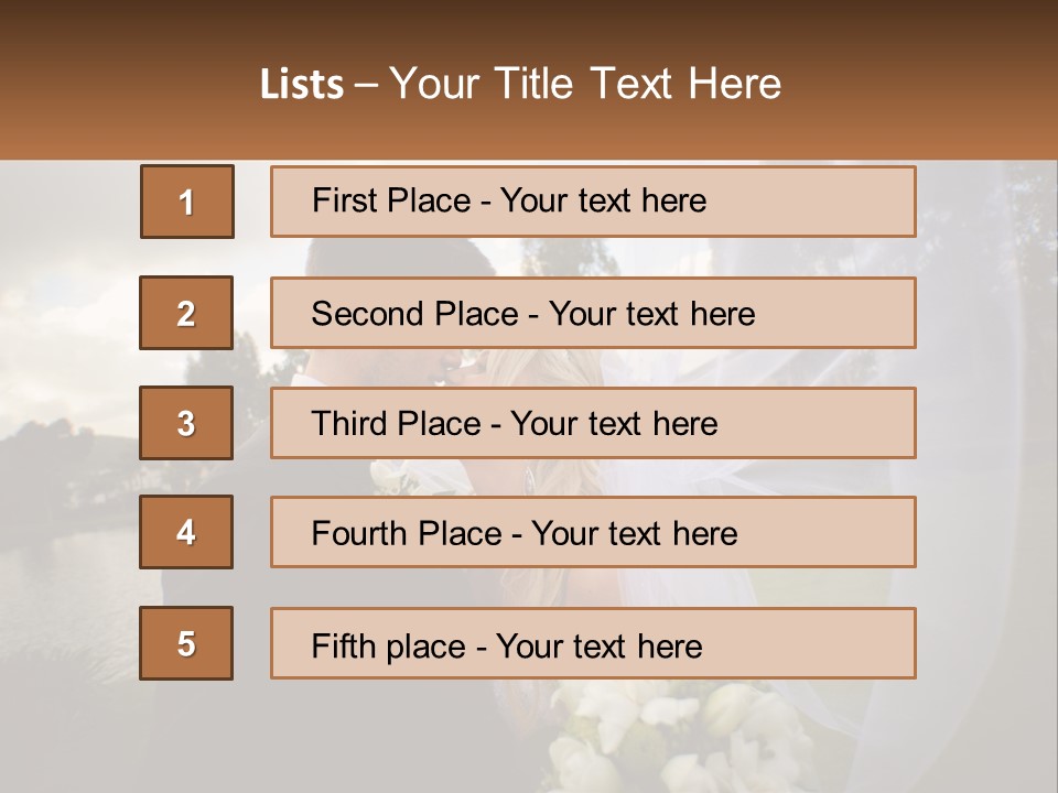 A Bride And Groom Kissing In Front Of A Lake PowerPoint Template