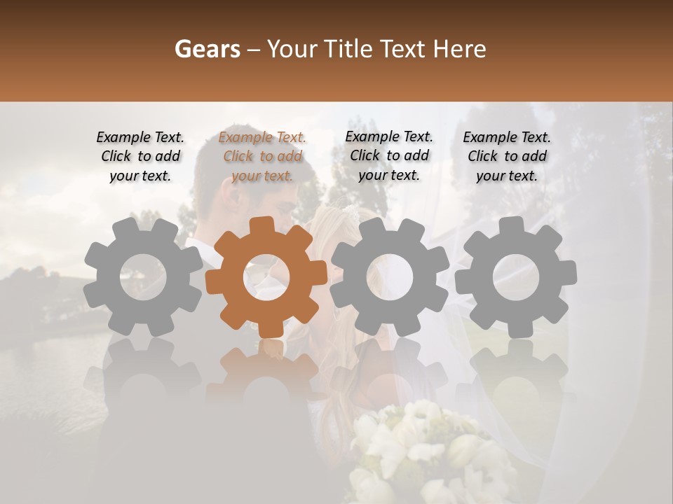 A Bride And Groom Kissing In Front Of A Lake PowerPoint Template