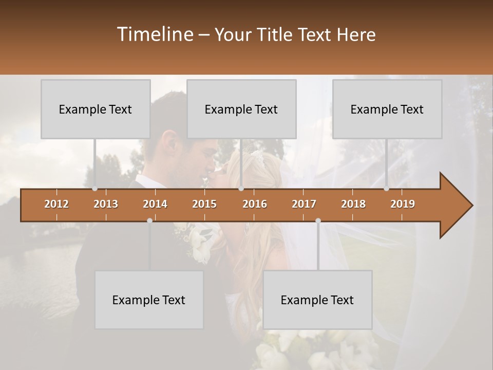 A Bride And Groom Kissing In Front Of A Lake PowerPoint Template