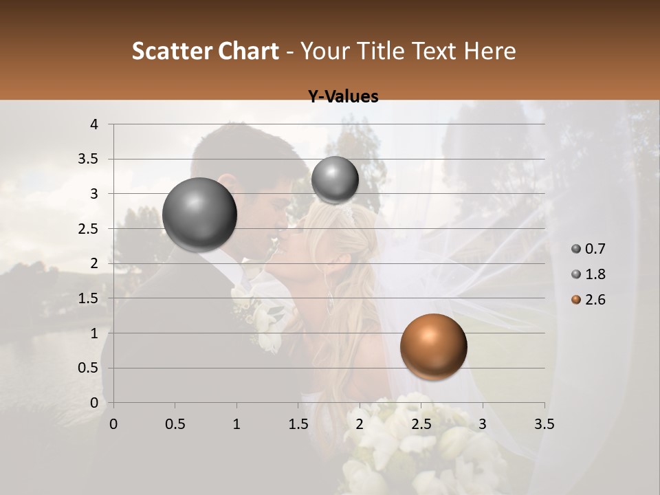 A Bride And Groom Kissing In Front Of A Lake PowerPoint Template