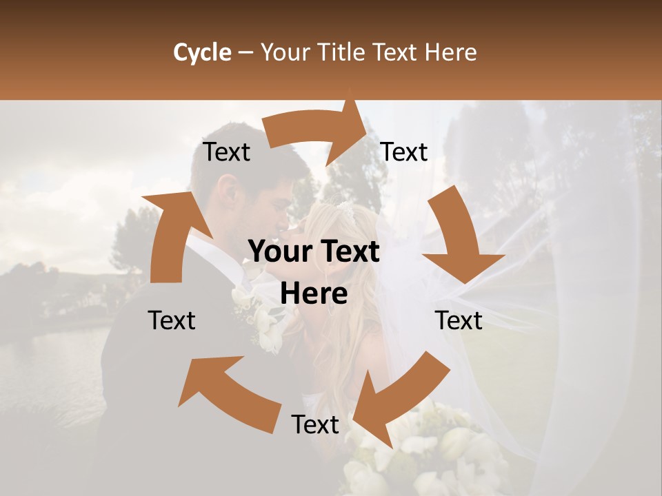 A Bride And Groom Kissing In Front Of A Lake PowerPoint Template