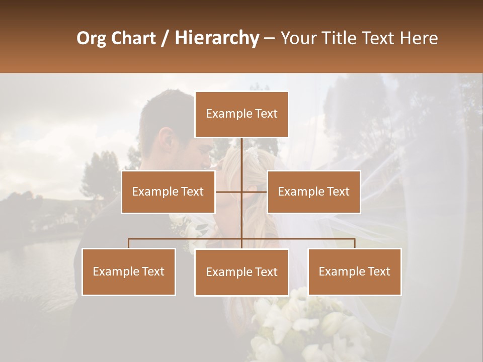 A Bride And Groom Kissing In Front Of A Lake PowerPoint Template