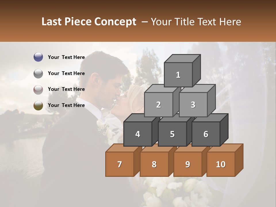A Bride And Groom Kissing In Front Of A Lake PowerPoint Template