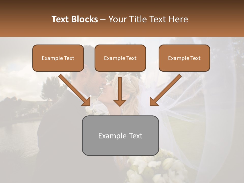 A Bride And Groom Kissing In Front Of A Lake PowerPoint Template