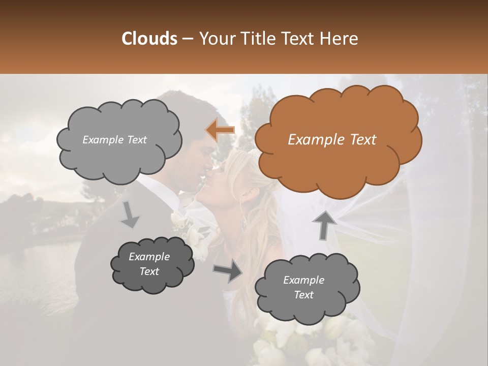 A Bride And Groom Kissing In Front Of A Lake PowerPoint Template