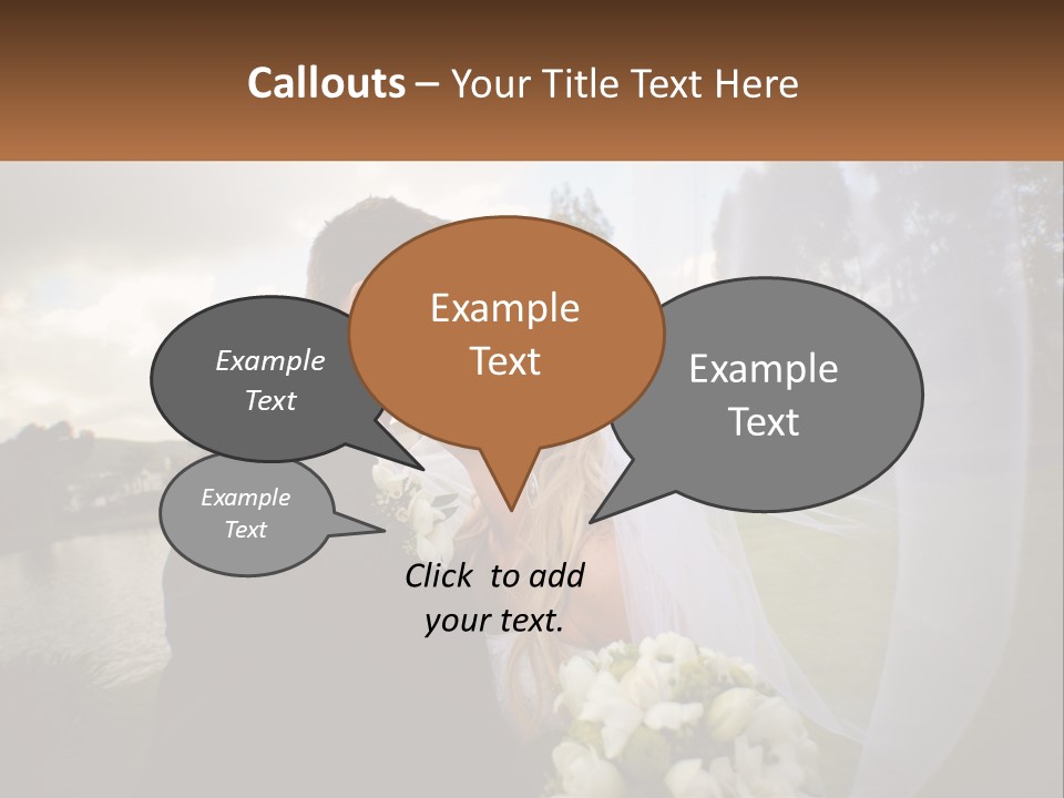 A Bride And Groom Kissing In Front Of A Lake PowerPoint Template