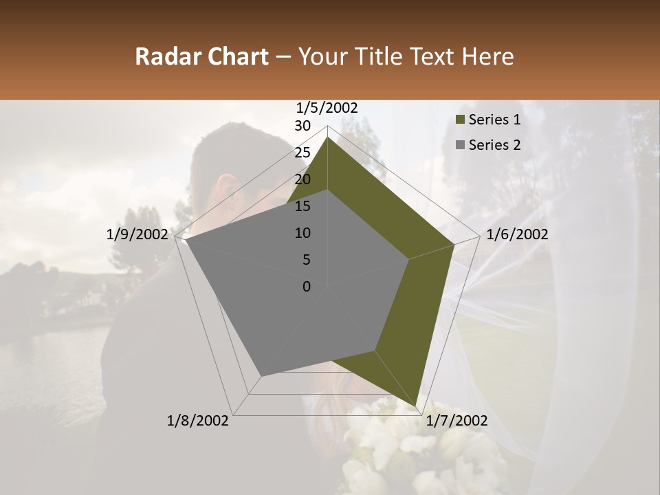 A Bride And Groom Kissing In Front Of A Lake PowerPoint Template