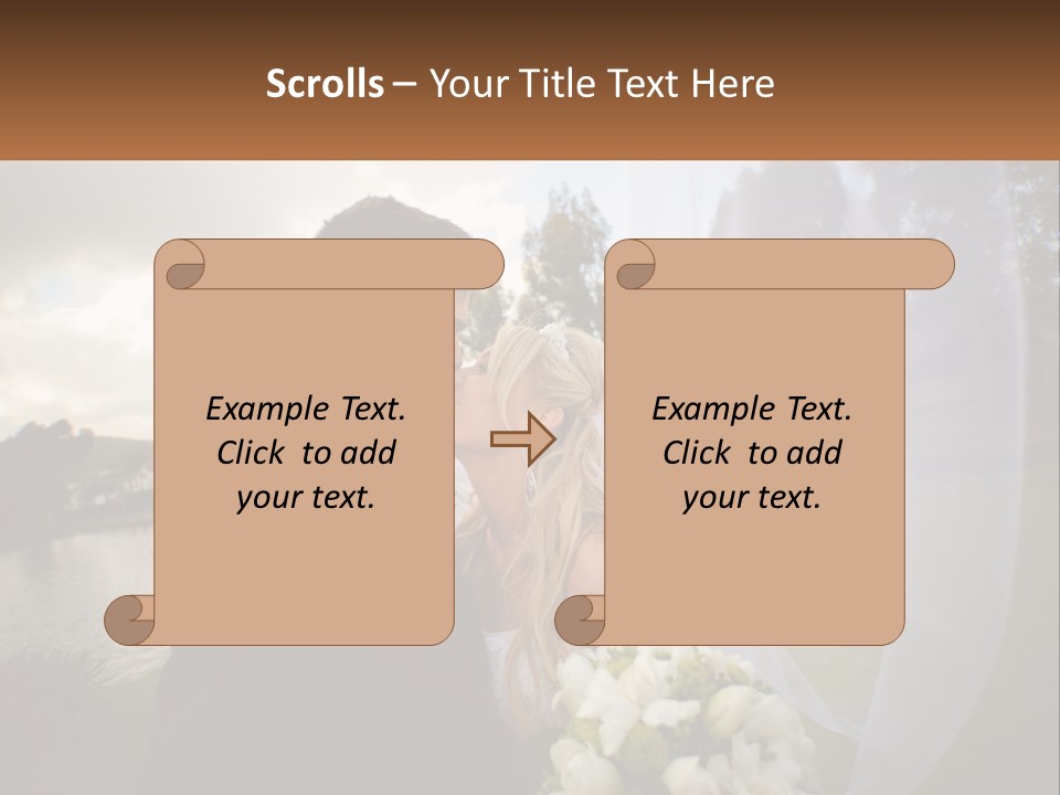 A Bride And Groom Kissing In Front Of A Lake PowerPoint Template