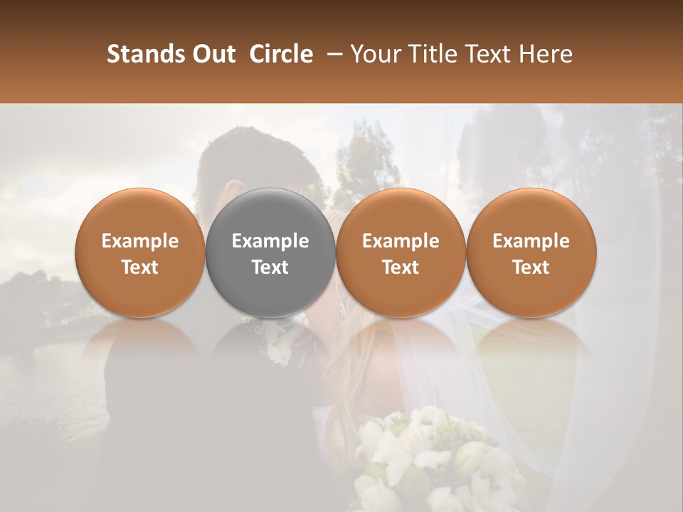 A Bride And Groom Kissing In Front Of A Lake PowerPoint Template