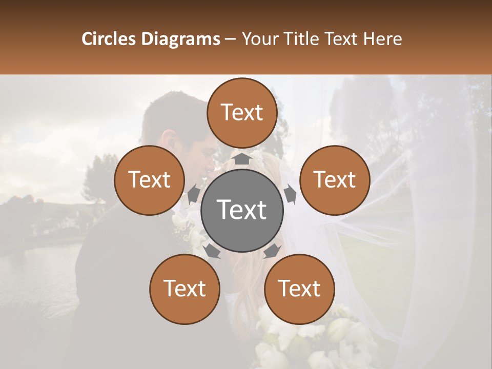 A Bride And Groom Kissing In Front Of A Lake PowerPoint Template