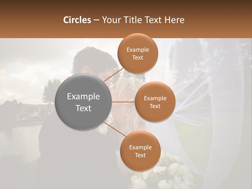 A Bride And Groom Kissing In Front Of A Lake PowerPoint Template