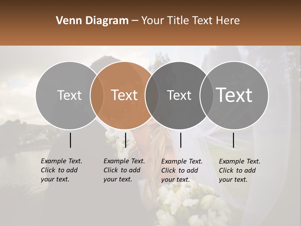 A Bride And Groom Kissing In Front Of A Lake PowerPoint Template