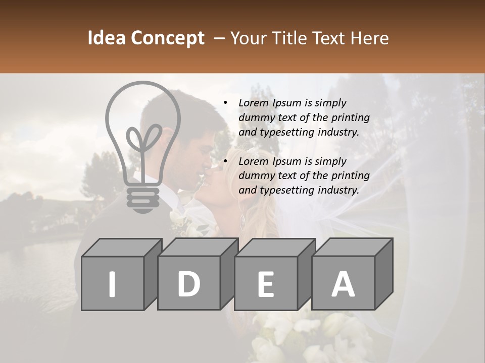 A Bride And Groom Kissing In Front Of A Lake PowerPoint Template