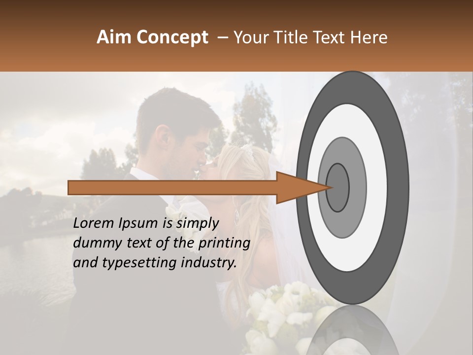 A Bride And Groom Kissing In Front Of A Lake PowerPoint Template