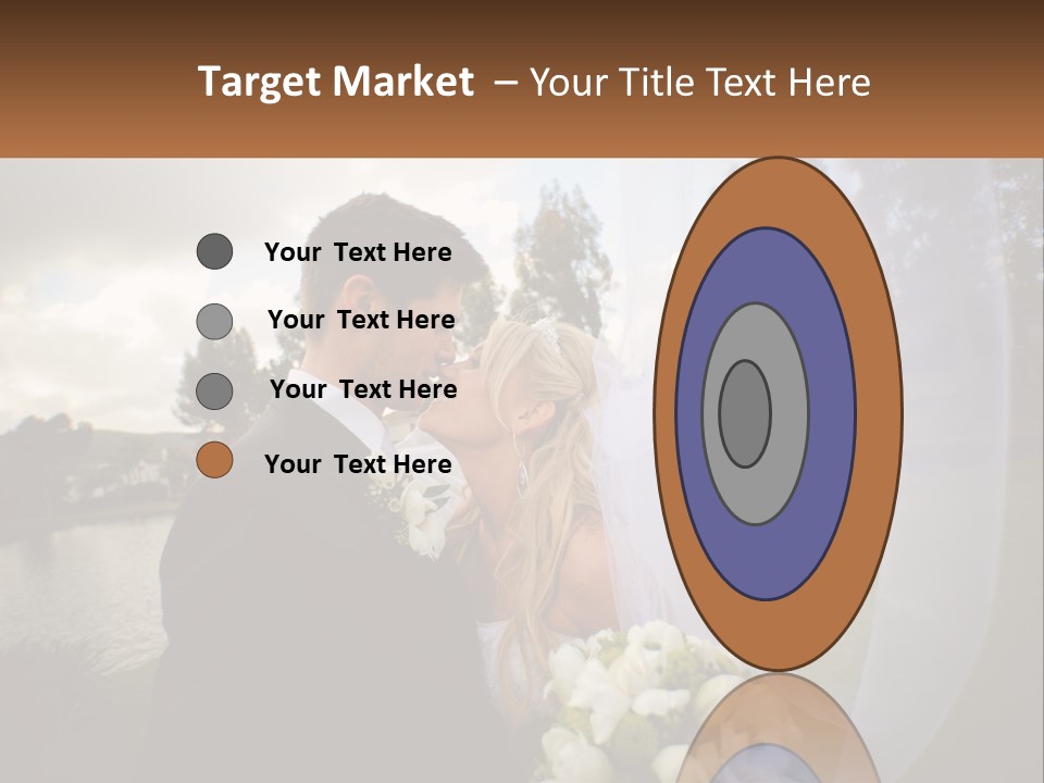 A Bride And Groom Kissing In Front Of A Lake PowerPoint Template