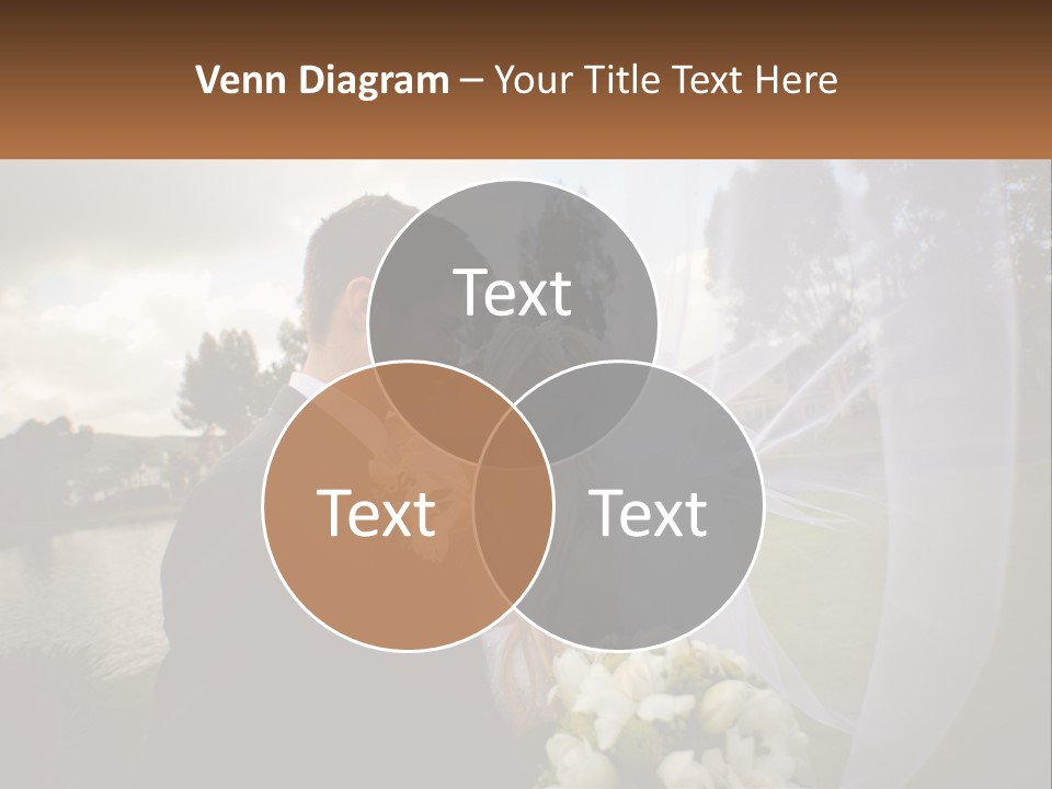 A Bride And Groom Kissing In Front Of A Lake PowerPoint Template