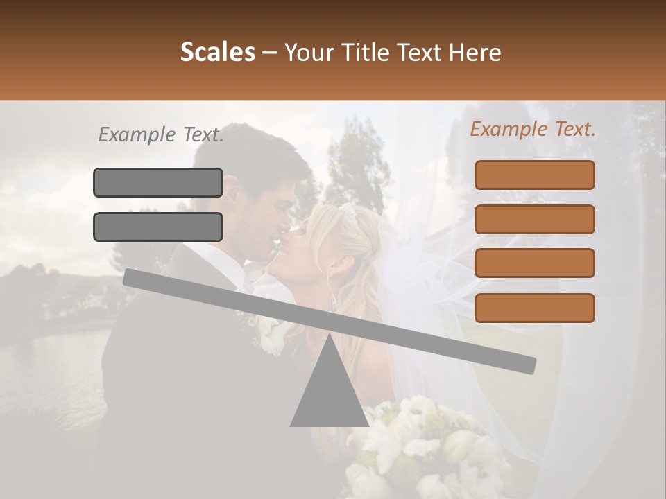 A Bride And Groom Kissing In Front Of A Lake PowerPoint Template