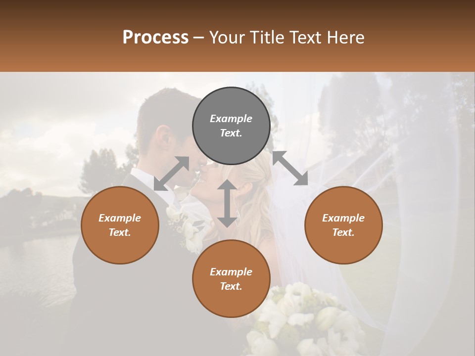A Bride And Groom Kissing In Front Of A Lake PowerPoint Template
