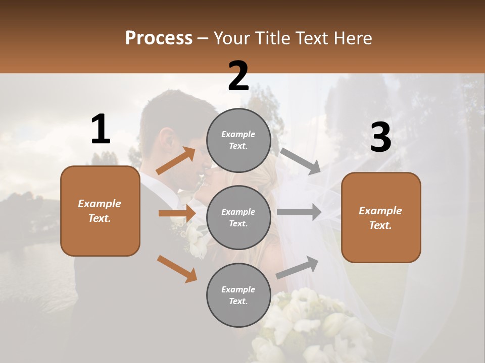A Bride And Groom Kissing In Front Of A Lake PowerPoint Template