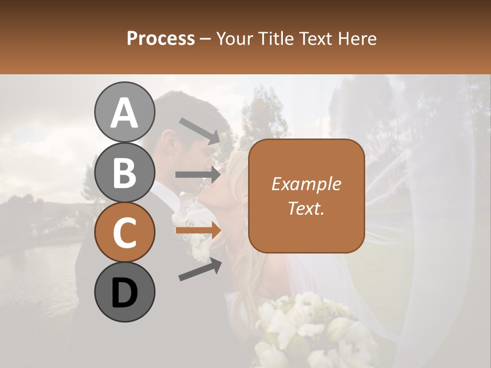 A Bride And Groom Kissing In Front Of A Lake PowerPoint Template