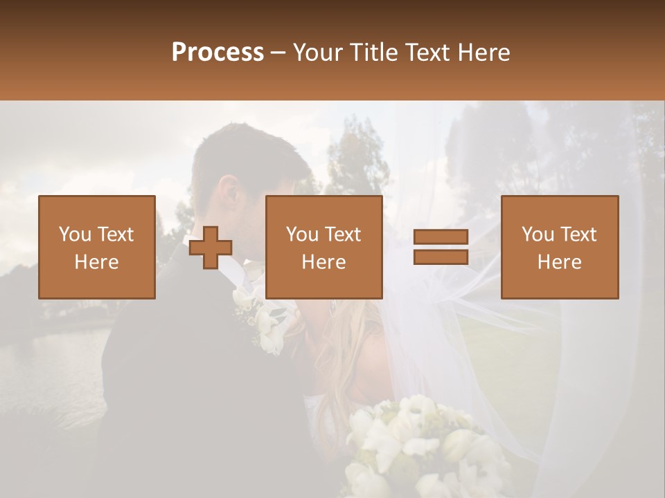 A Bride And Groom Kissing In Front Of A Lake PowerPoint Template