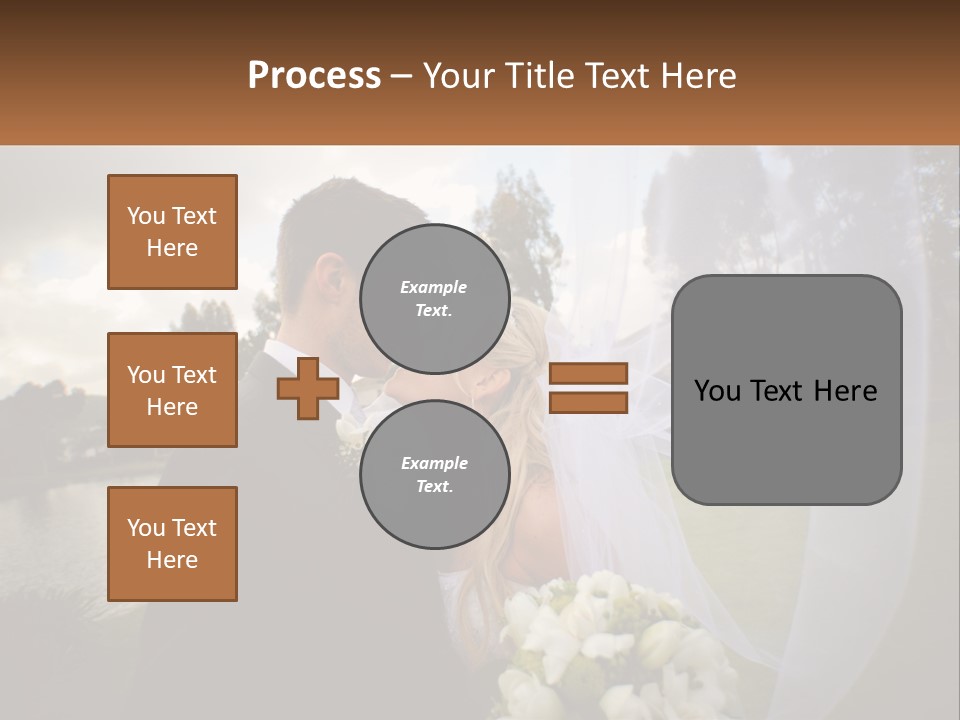 A Bride And Groom Kissing In Front Of A Lake PowerPoint Template