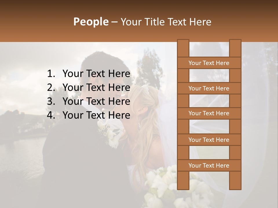 A Bride And Groom Kissing In Front Of A Lake PowerPoint Template