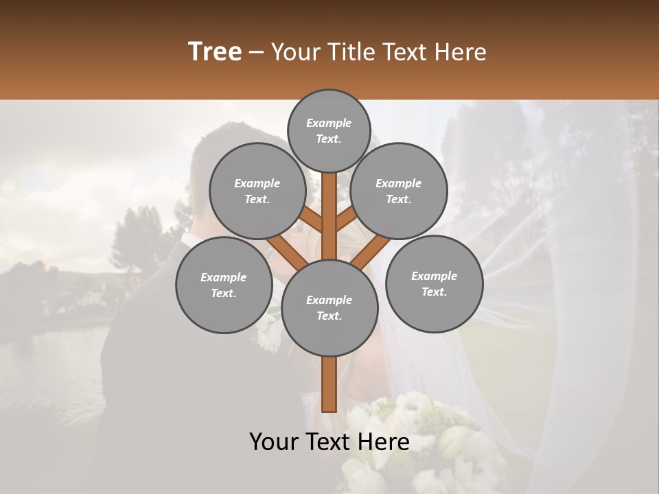 A Bride And Groom Kissing In Front Of A Lake PowerPoint Template