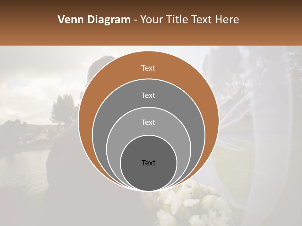 A Bride And Groom Kissing In Front Of A Lake PowerPoint Template